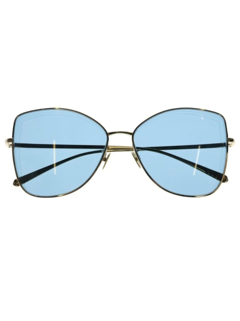 Chanel Teardrop Sunglasses Eyewear Gold Frame Blue Lens 59